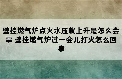 壁挂燃气炉点火水压就上升是怎么会事 壁挂燃气炉过一会儿打火怎么回事